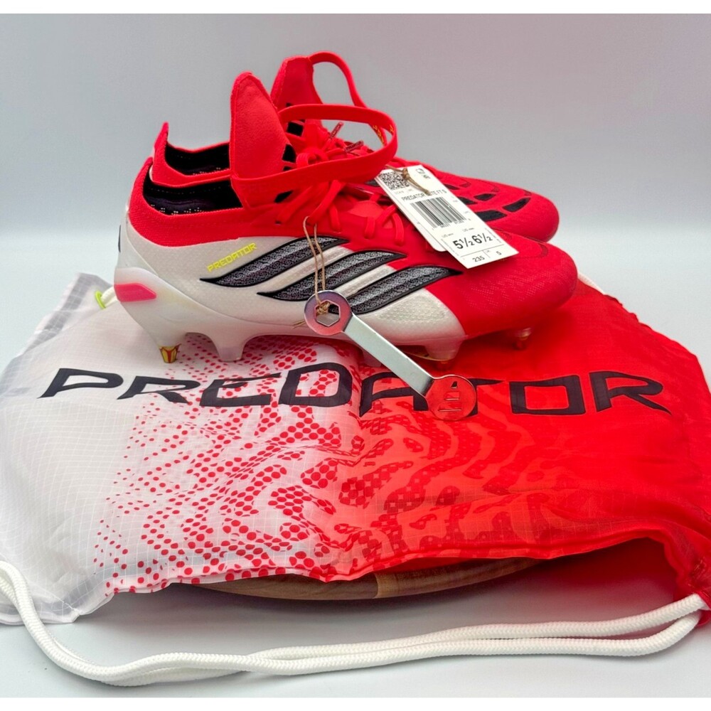ADIDAS Predator Elite FT FG Lucid Red JS0381 Size 5.5 Men/6.5 Women W/ Bag, Tool